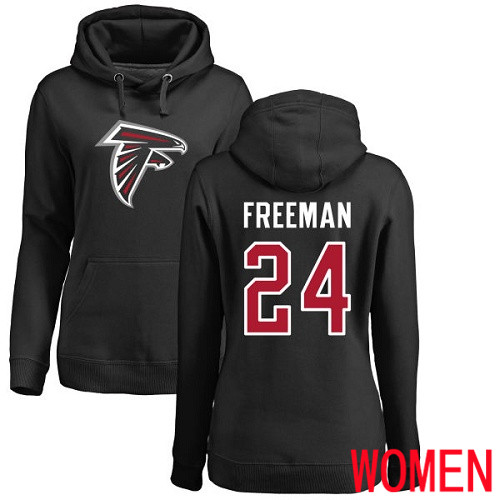 Atlanta Falcons Black Women Devonta Freeman Name And Number Logo NFL Football #24 Pullover Hoodie Sweatshirts